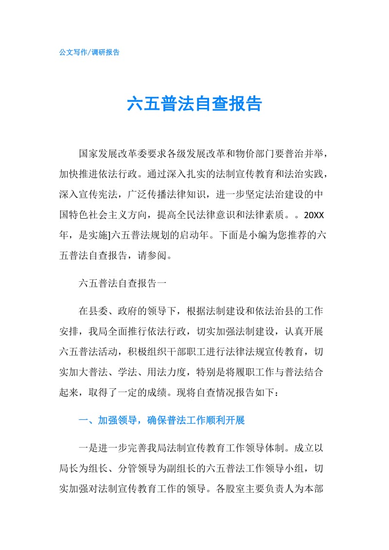 六五普法自查报告.doc_第1页