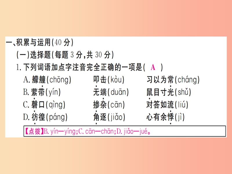 贵州专版2019年九年级语文下册中考模拟卷二课件新人教版.ppt_第2页