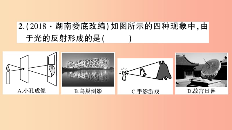 （遵义专版）2019年八年级物理全册 阶段测试三（第四章1-2节）习题课件（新版）沪科版.ppt_第3页