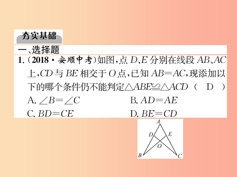 中考数学总复习 第一编 教材知识梳理篇 第4章 图形的初步认识与三角形 第14讲 全等三角形（精练）课件.ppt_第2页