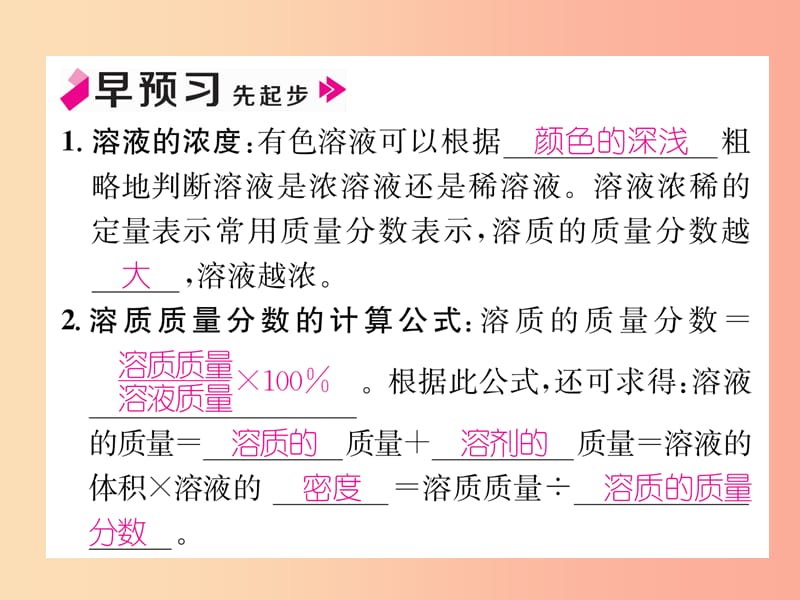 九年级化学下册 第9单元 溶液 课题3 溶液的浓度 第1课时 溶液的溶质质量分数作业课件 新人教版.ppt_第2页