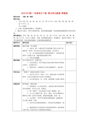 2019年(春)一年級語文下冊 第五單元教案 鄂教版.doc