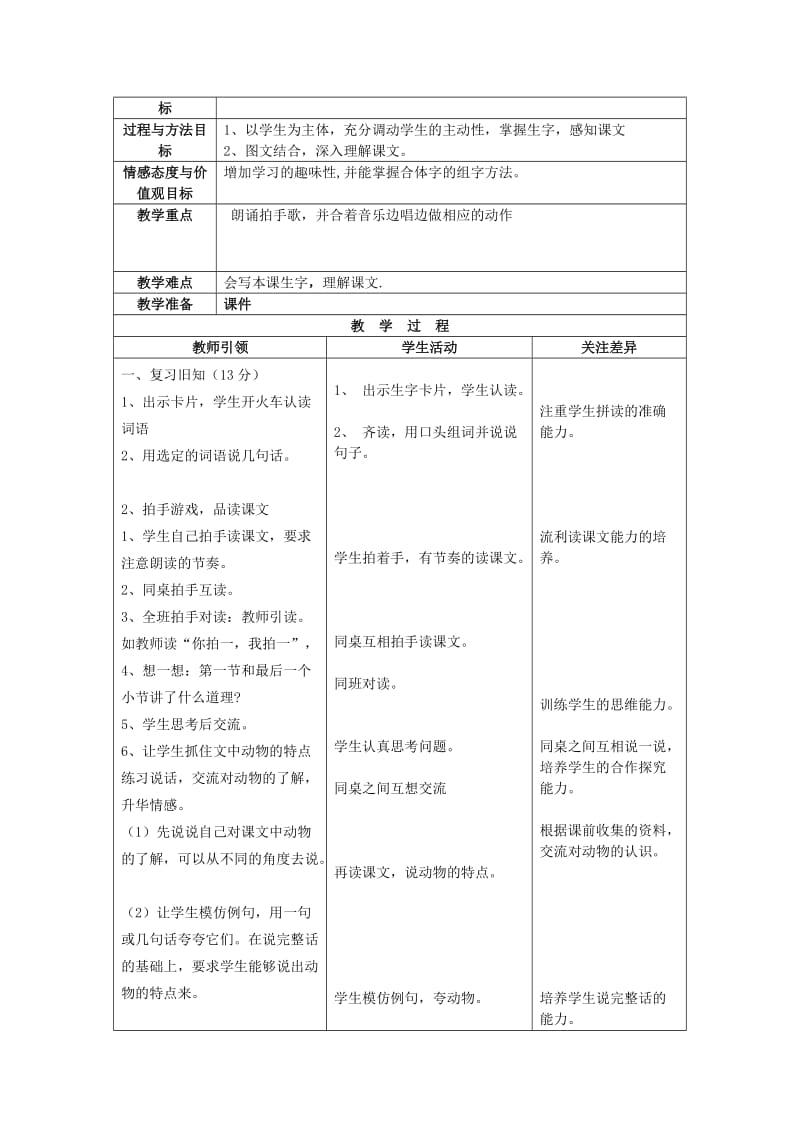 (秋)2019一年级语文下册识字一识字4拍手歌教案2语文S版 .doc_第3页