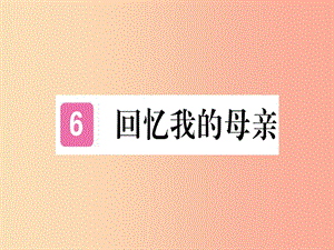 （河北專用）2019年八年級語文上冊 第二單元 6 回憶我的母親習(xí)題課件 新人教版.ppt