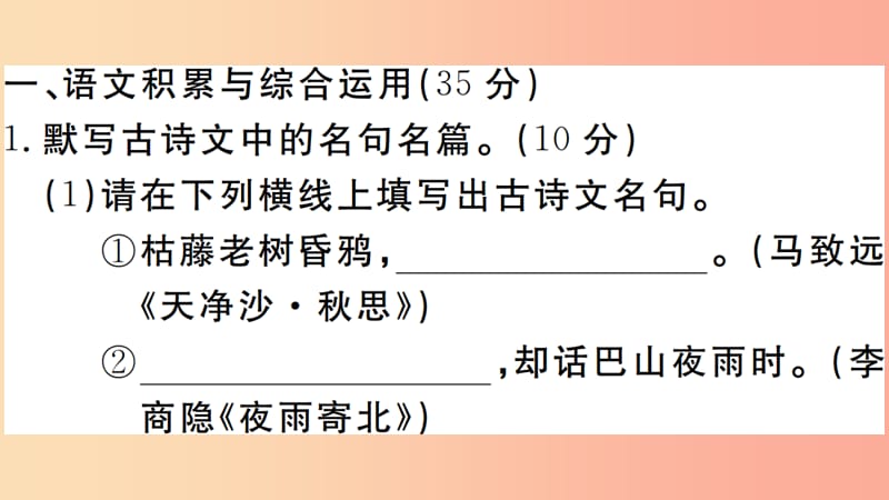 安徽专版2019年七年级语文上册第五单元综合检测卷课件新人教版.ppt_第1页