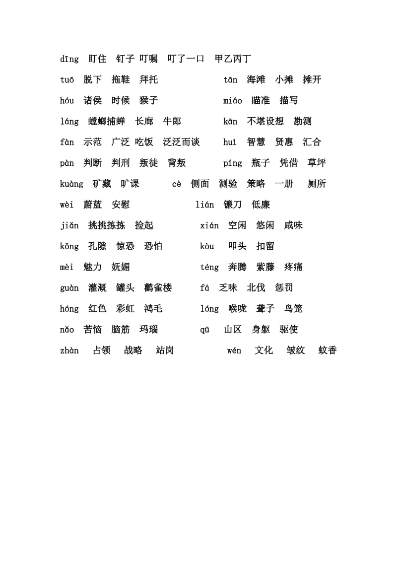 2019年六年级下册1—4单元同音字.doc_第2页