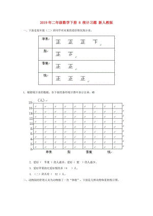 2019年二年級(jí)數(shù)學(xué)下冊(cè) 8 統(tǒng)計(jì)習(xí)題 新人教版.doc