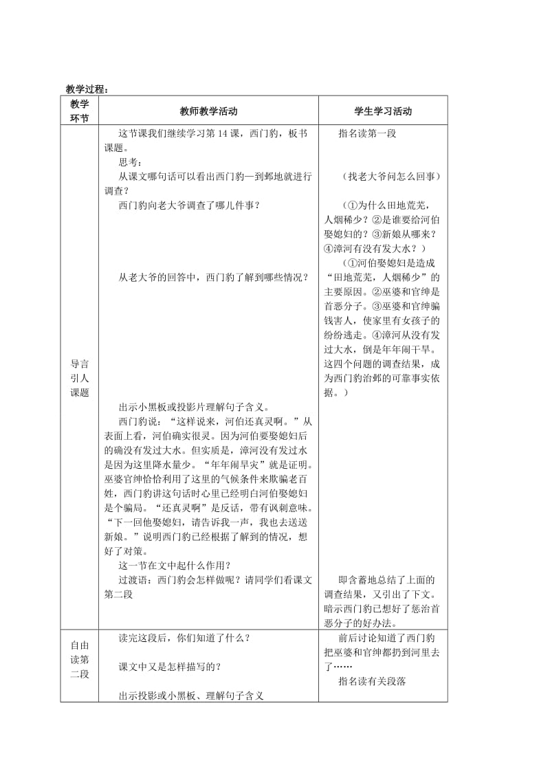 2019年五年级下册《西门豹治邺》教学设计.doc_第2页