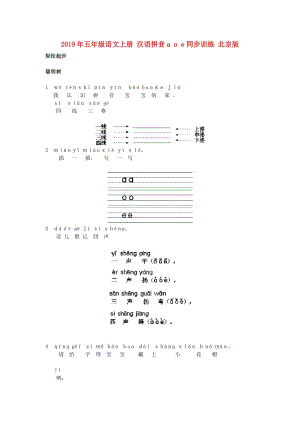 2019年五年級語文上冊 漢語拼音a o e同步訓練 北京版.doc