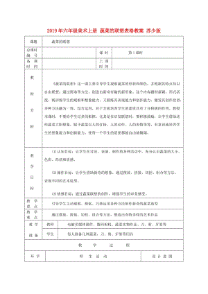 2019年六年级美术上册 蔬菜的联想表格教案 苏少版 .doc