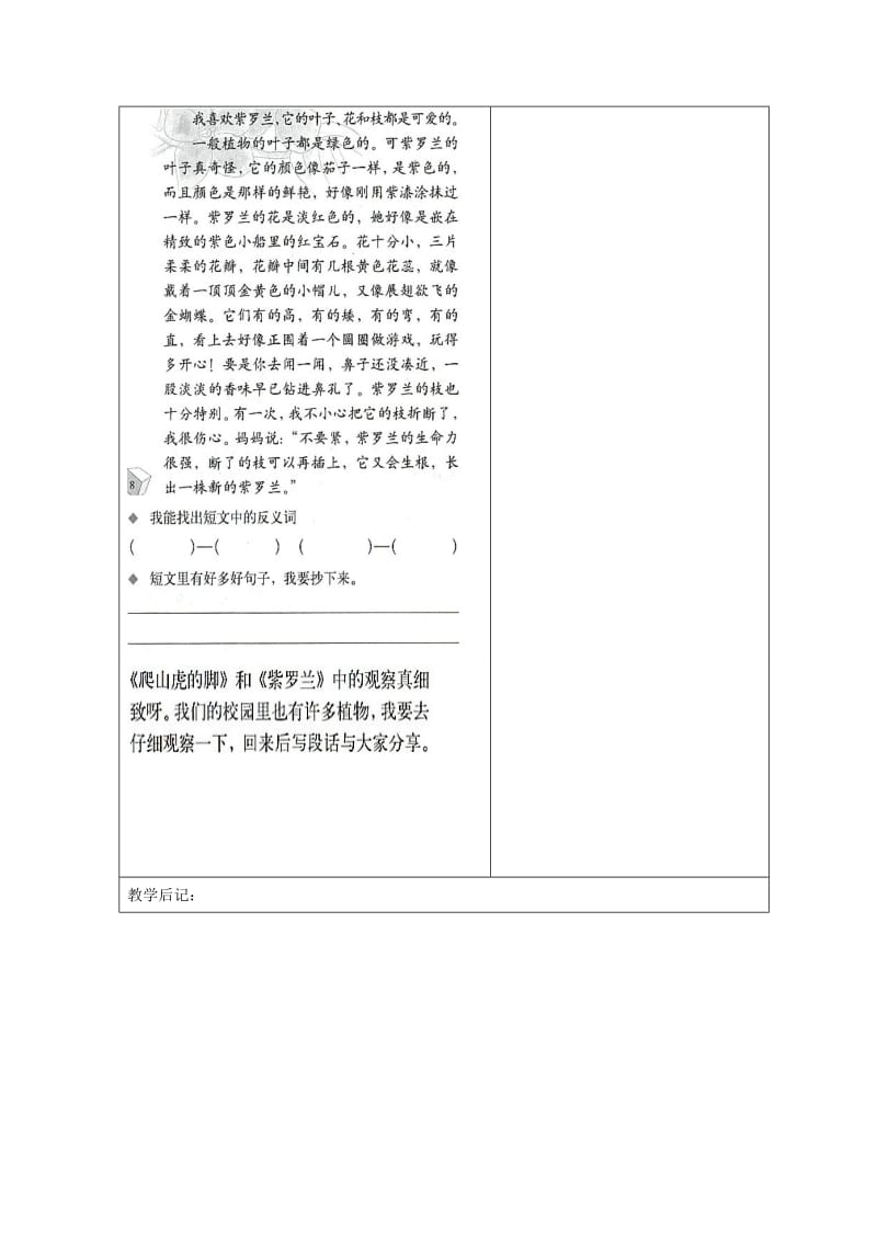 2019年四年级语文上册 第六课爬山虎的脚第二课时预学案 人教新课标版.doc_第3页