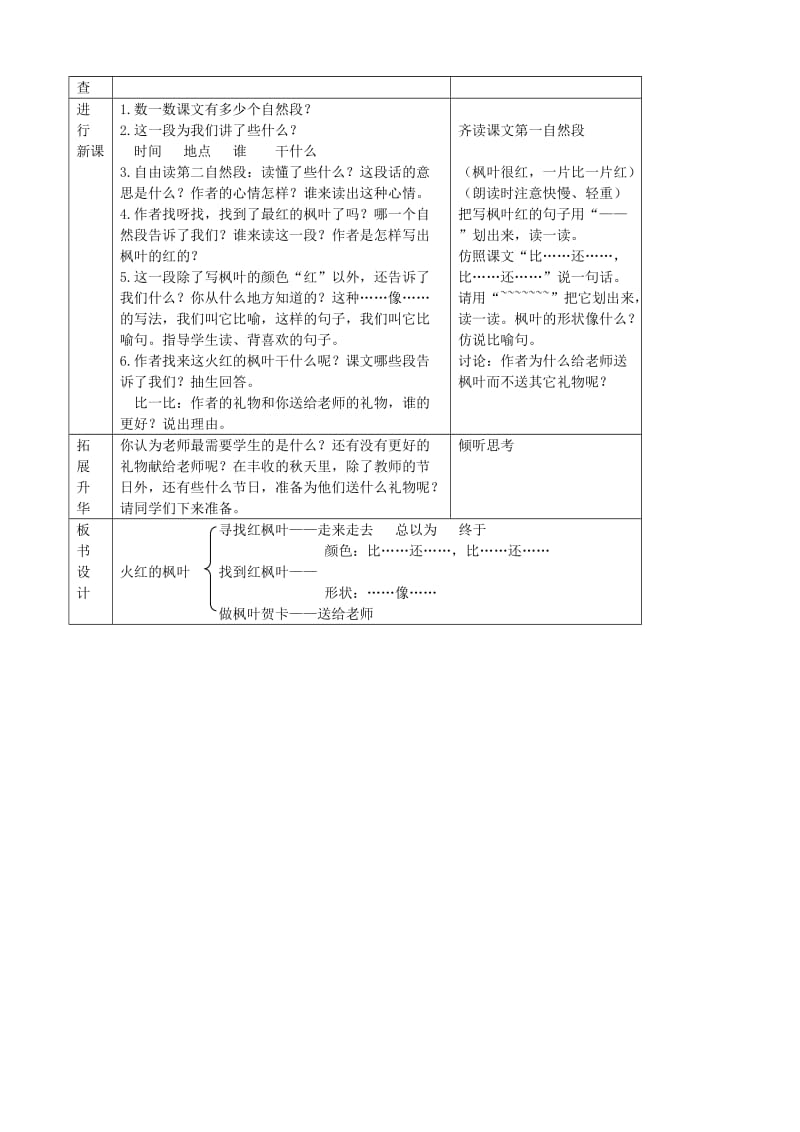 2019年二年级语文上册1.2火红的枫叶教案1北师大版.doc_第2页