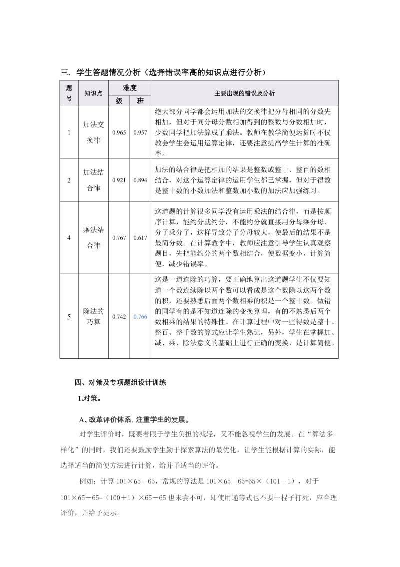 2019年六年级数学《分数的简便计算》学生学习情况调研报告.doc_第2页