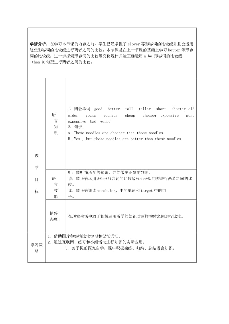 2019年六年级英语上册 Unit 7 He’s better than us教案 广东版.doc_第2页