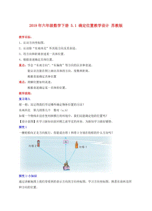 2019年六年級數(shù)學(xué)下冊 5.1 確定位置教學(xué)設(shè)計(jì) 蘇教版.doc