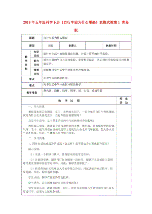 2019年五年級(jí)科學(xué)下冊《自行車胎為什么爆裂》表格式教案1 青島版.doc