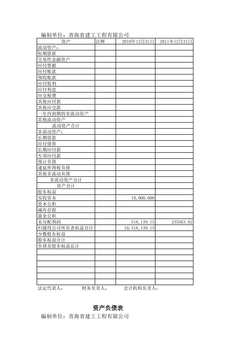 资产负债表Excel工作表_第2页