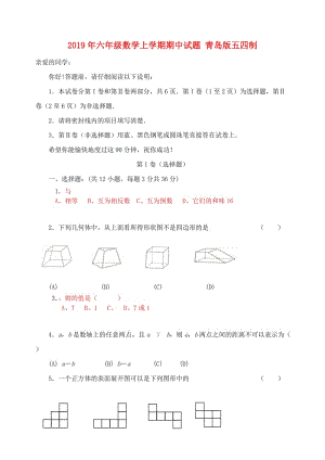 2019年六年級數(shù)學(xué)上學(xué)期期中試題 青島版五四制.doc