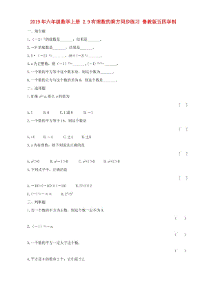 2019年六年級(jí)數(shù)學(xué)上冊(cè) 2.9有理數(shù)的乘方同步練習(xí) 魯教版五四學(xué)制.doc