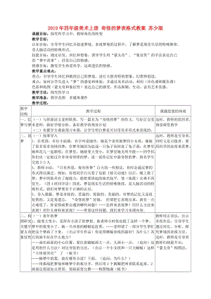 2019年四年級美術(shù)上冊 奇怪的夢表格式教案 蘇少版.doc