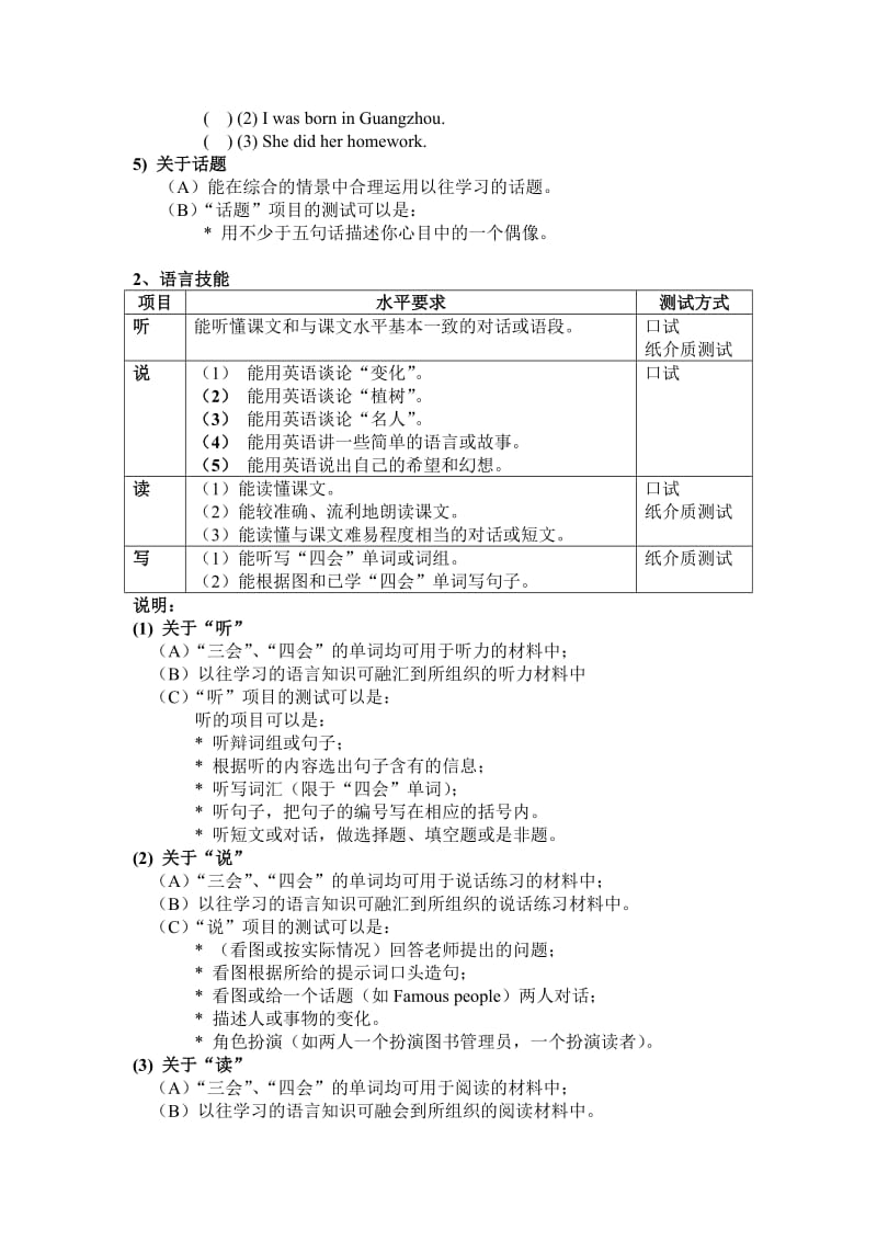 2019年六年级下册英语学生水平评价标准.doc_第3页