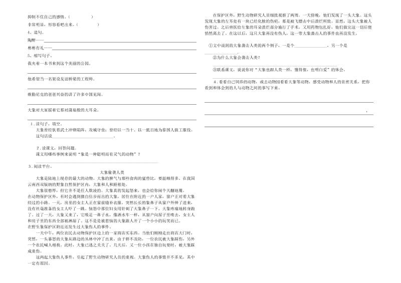 2019年五年级语文下册 与象共舞学案 人教新课标版.doc_第2页