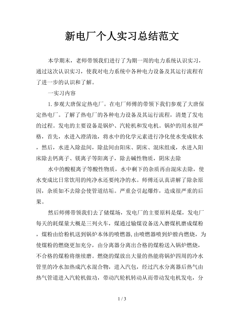 新电厂个人实习总结范文.doc_第1页