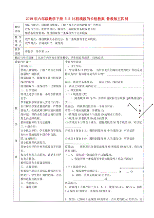 2019年六年級(jí)數(shù)學(xué)下冊(cè) 5.2 比較線段的長短教案 魯教版五四制.doc