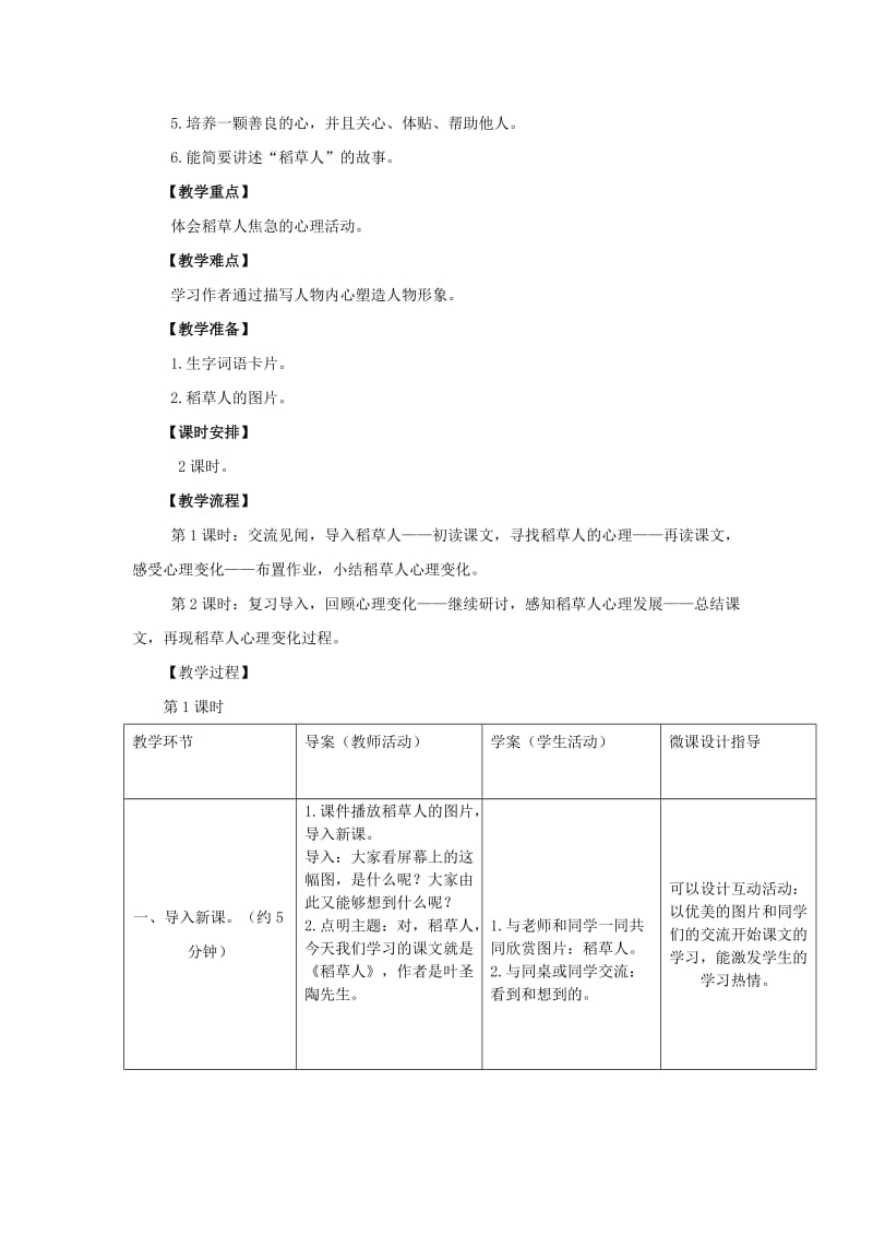 2019年六年级语文上册 1.稻草人（1）教案 语文S版 .doc_第2页