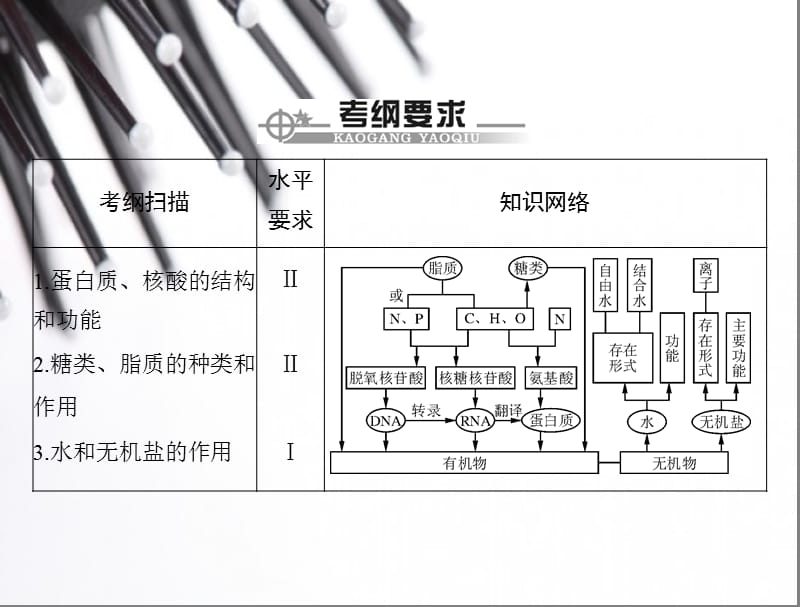 2015高中生物(广东专用)学业水平测试配套课件：专题一细胞的分子组成.ppt_第3页