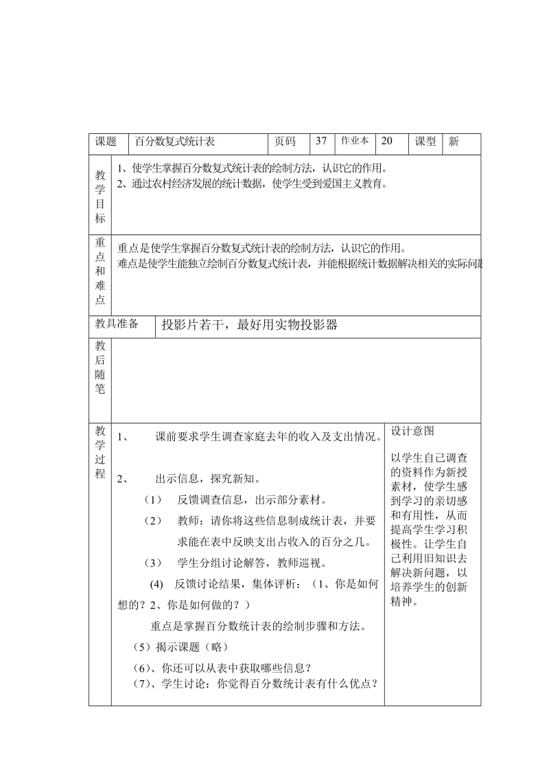 2019年六年级数学总复习备课笔记及练习题18、百分数复式统计表.doc_第2页