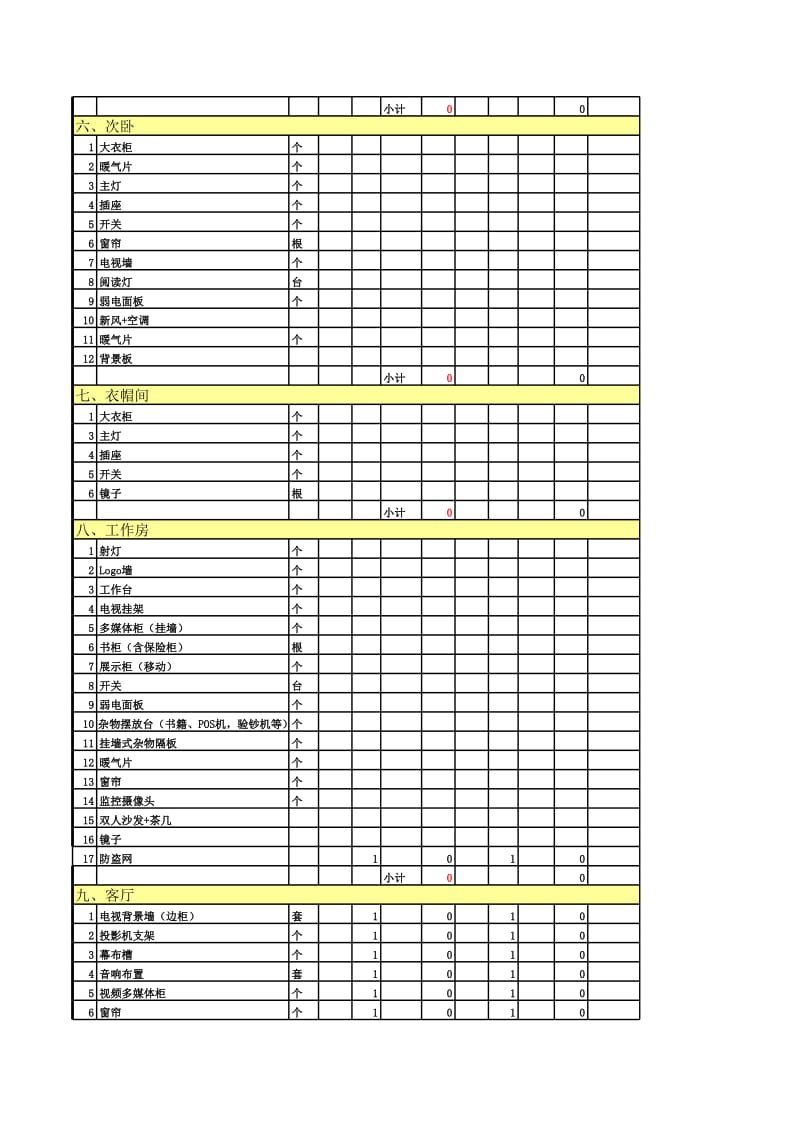 装修预算表格模板_第3页