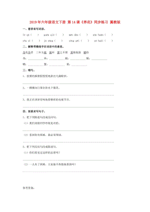 2019年六年級(jí)語(yǔ)文下冊(cè) 第14課《養(yǎng)花》同步練習(xí) 冀教版.doc
