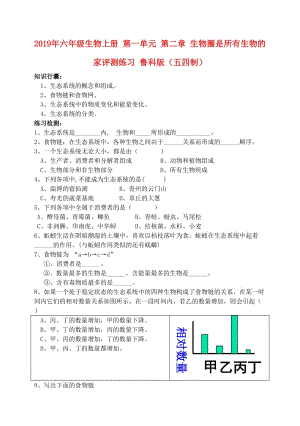 2019年六年級生物上冊 第一單元 第二章 生物圈是所有生物的家評測練習 魯科版（五四制）.doc