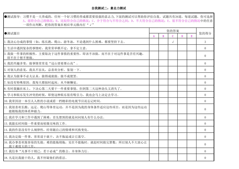 自我测试题目良好的习惯摘自《评价世界强用人标准》_第2页