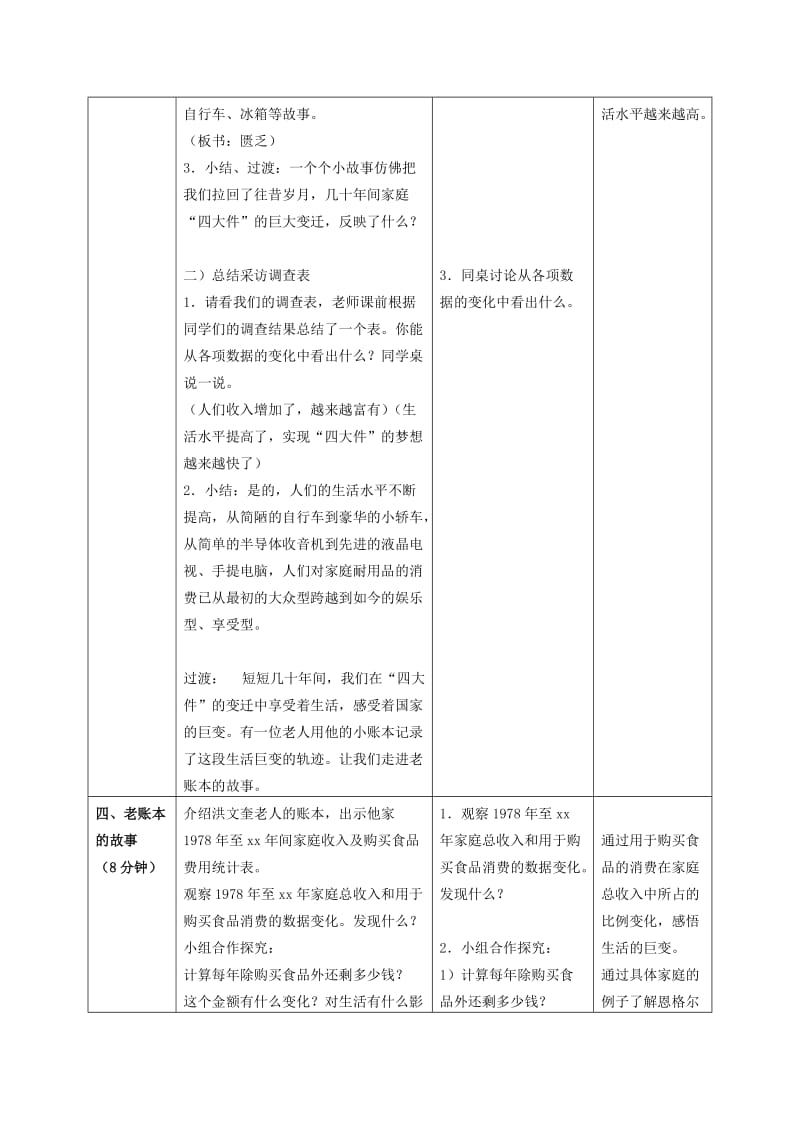 2019年六年级品德与社会上册 春天的故事（四大件的变迁）教案 北师大版.doc_第3页