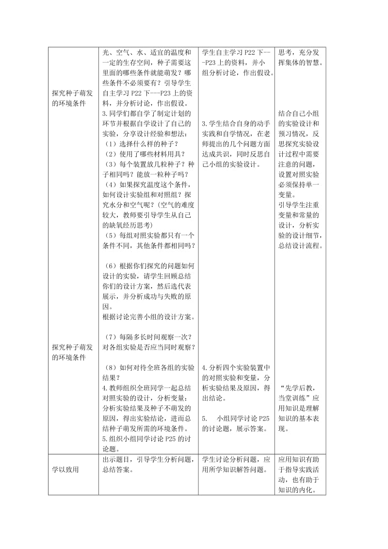 2019年六年级生物下册 第三单元 第二章 第一节 种子的萌发教学设计 鲁科版（五四制）.doc_第2页