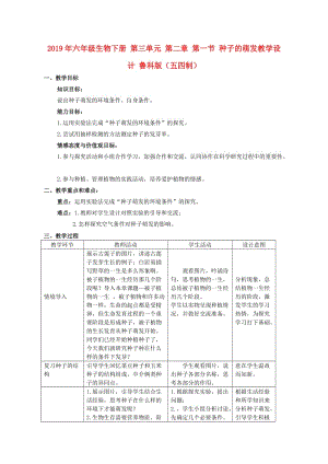 2019年六年級生物下冊 第三單元 第二章 第一節(jié) 種子的萌發(fā)教學設計 魯科版（五四制）.doc