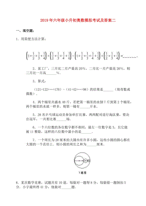 2019年六年級小升初奧數(shù)模擬考試及答案二.doc