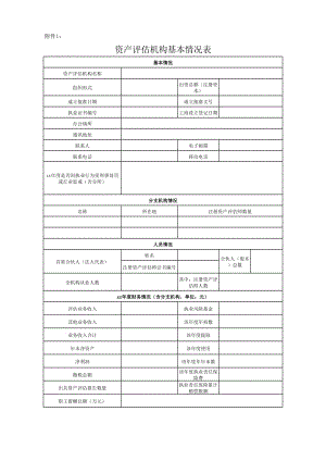 資產(chǎn)評估機(jī)構(gòu)基本情況表