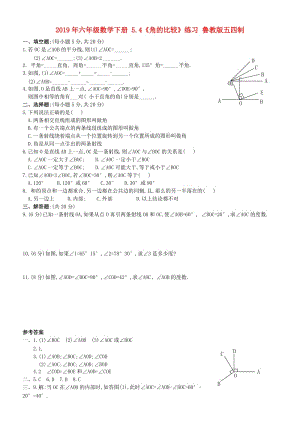 2019年六年級數(shù)學(xué)下冊 5.4《角的比較》練習(xí) 魯教版五四制.doc