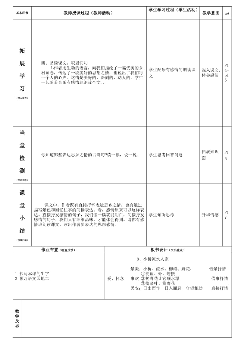 2019年人教版五年级上册第8课《小桥流水人家》导学案(胡梦玲).doc_第2页