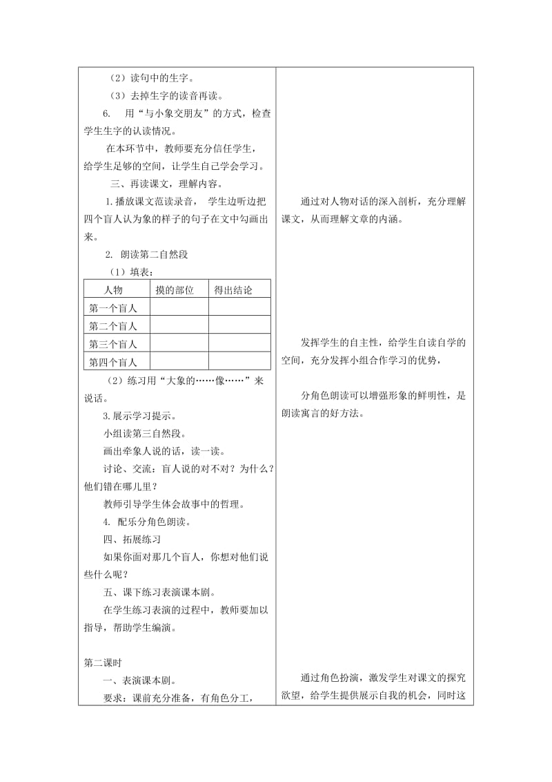 2019年二年级语文上册 13.盲人摸象教学设计 冀教版.doc_第3页