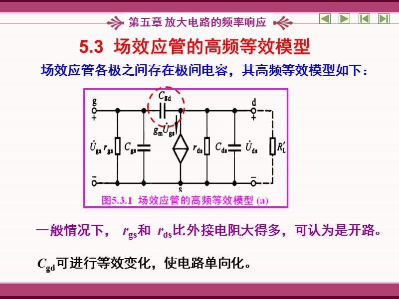 场效应管的高频等效模型5.4单管放大电路的频率响应.ppt_第1页