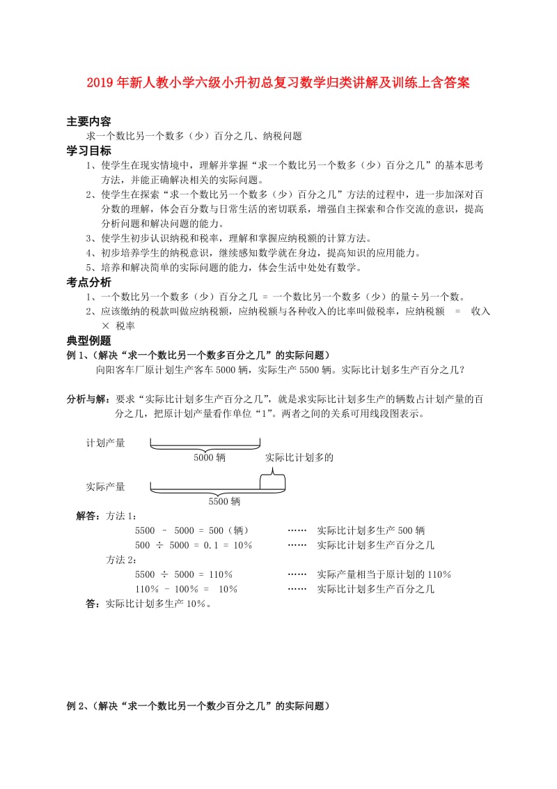 2019年新人教小学六级小升初总复习数学归类讲解及训练上含答案.doc_第1页