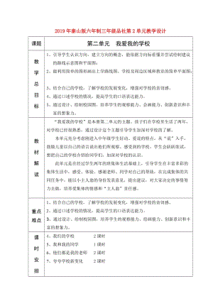 2019年泰山版六年制三年級品社第2單元教學設計.doc