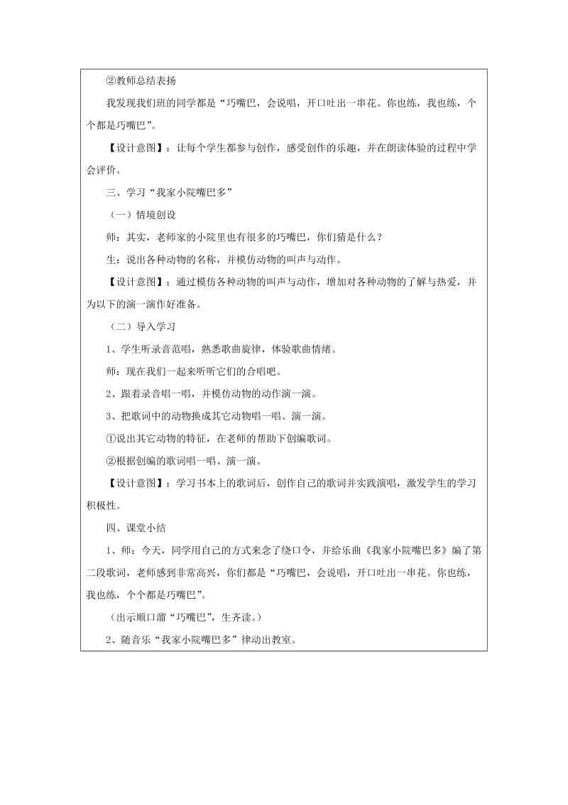 2019春二年级音乐下册 第六单元《我家小院嘴巴多》教案 苏少版.doc_第2页