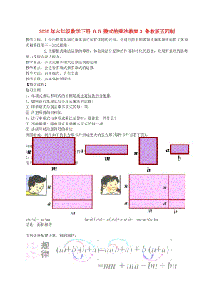 2020年六年級(jí)數(shù)學(xué)下冊(cè) 6.5 整式的乘法教案3 魯教版五四制.doc