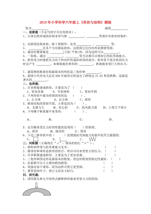 2019年小學(xué)科學(xué)六年級上《形狀與結(jié)構(gòu)》測驗.doc