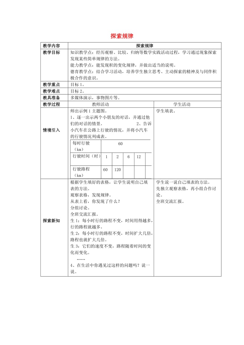 2019春三年级数学下册 3.3《探索规律》教案4 （新版）西师大版.doc_第1页